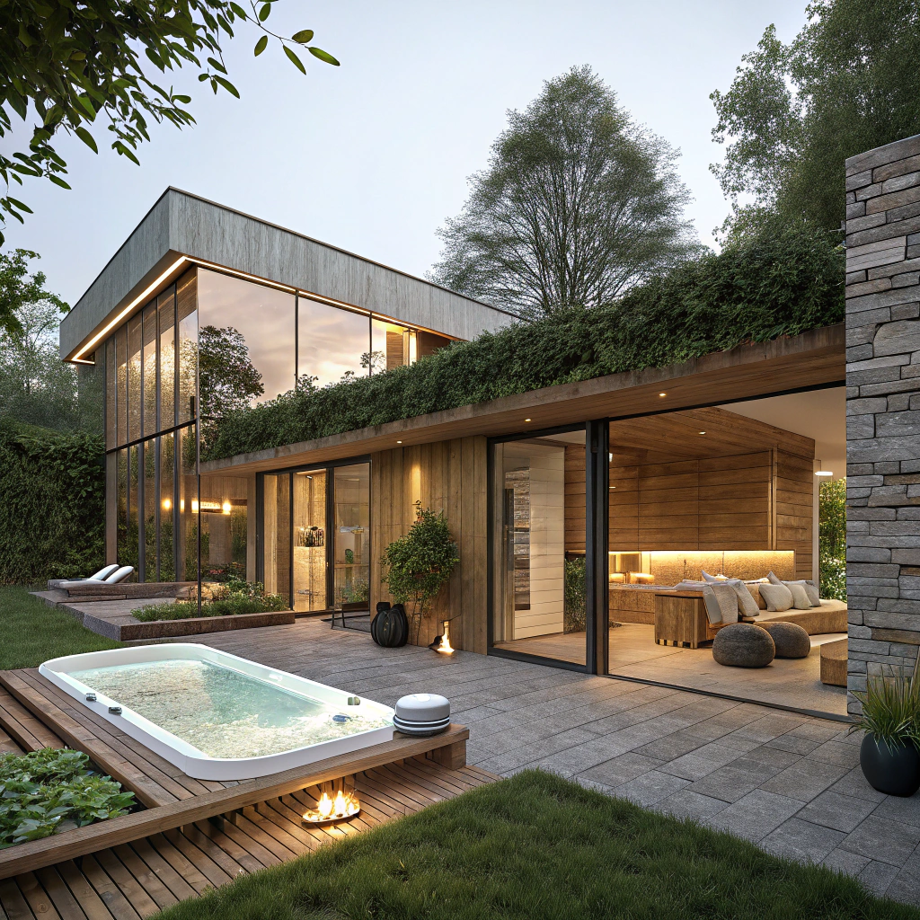 Spa extérieur paysager